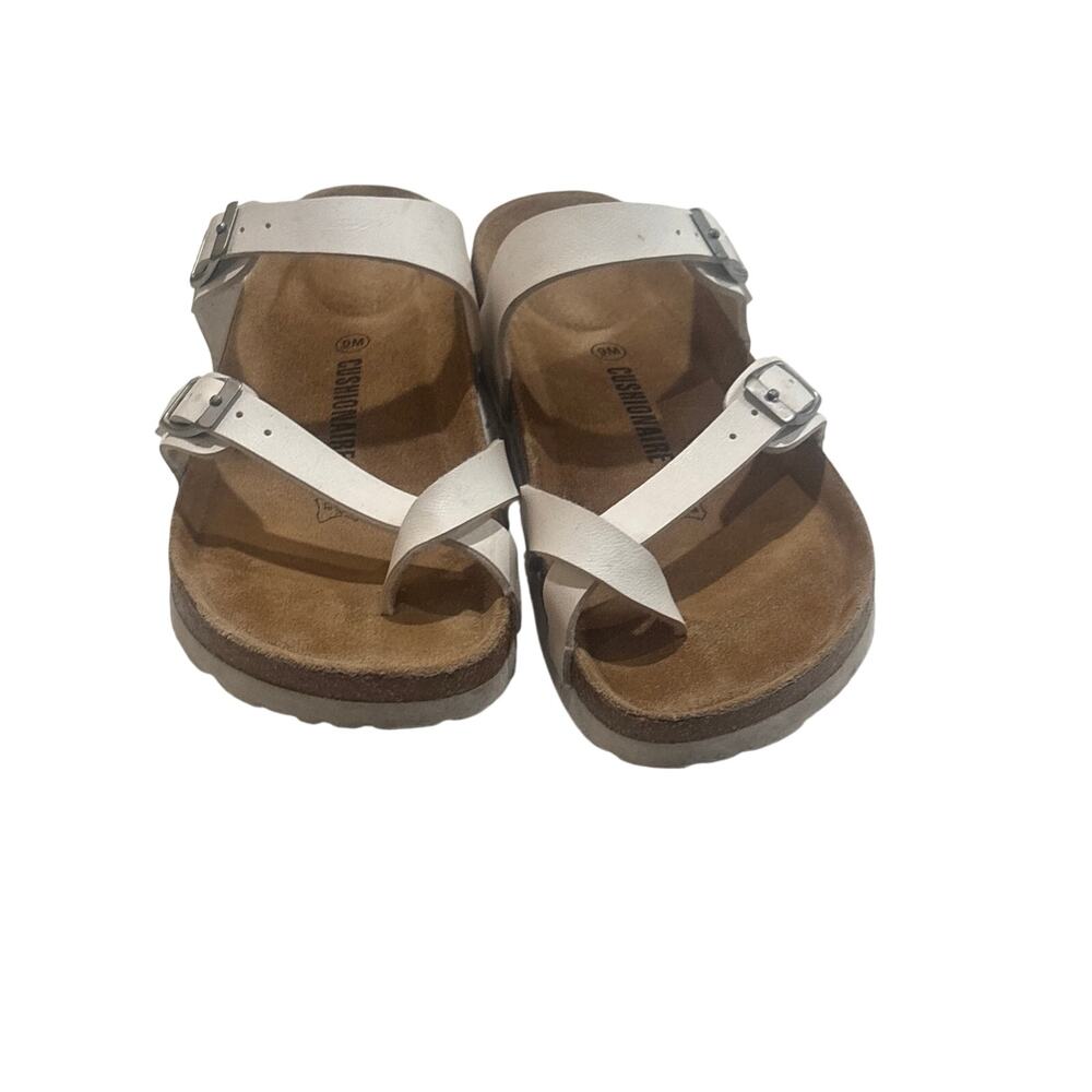 Cushionaire White Double Strap Comfort Slide Sandals Women’s US 9
